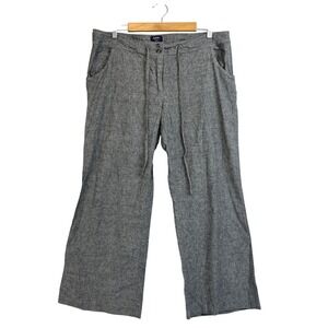 Reitmans Petites Gray Linen Blend Wide Leg Drawstring Pants Size 16P